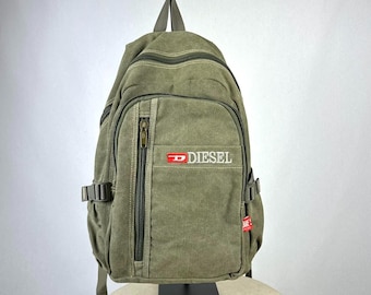 old diesel 90s archive リュックサック y2k ストリート Y2K Vintage Diesel Canvas Cargo Backpack – Techwear / Gorpcore