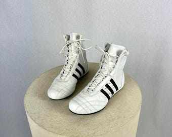 Adidas Leather Lacing Boxing / Wrestling Boots in White and Black - Etsy
