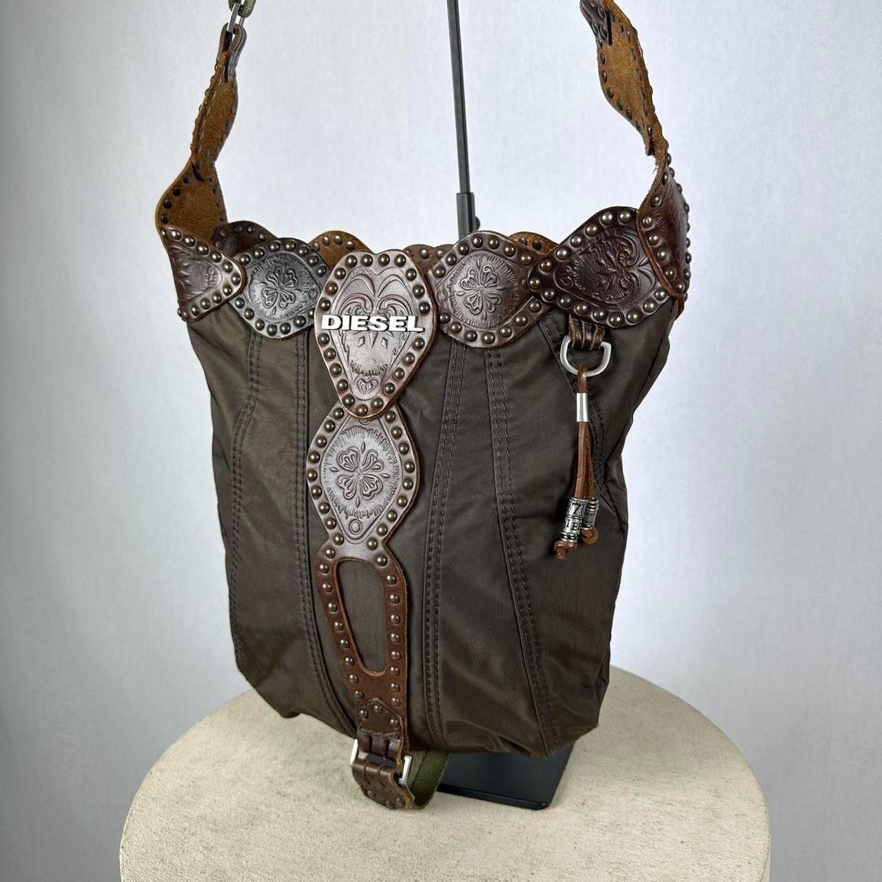 Diesel Archive Medieval Crossbody Shoulder Bag, Leather & Canvas 