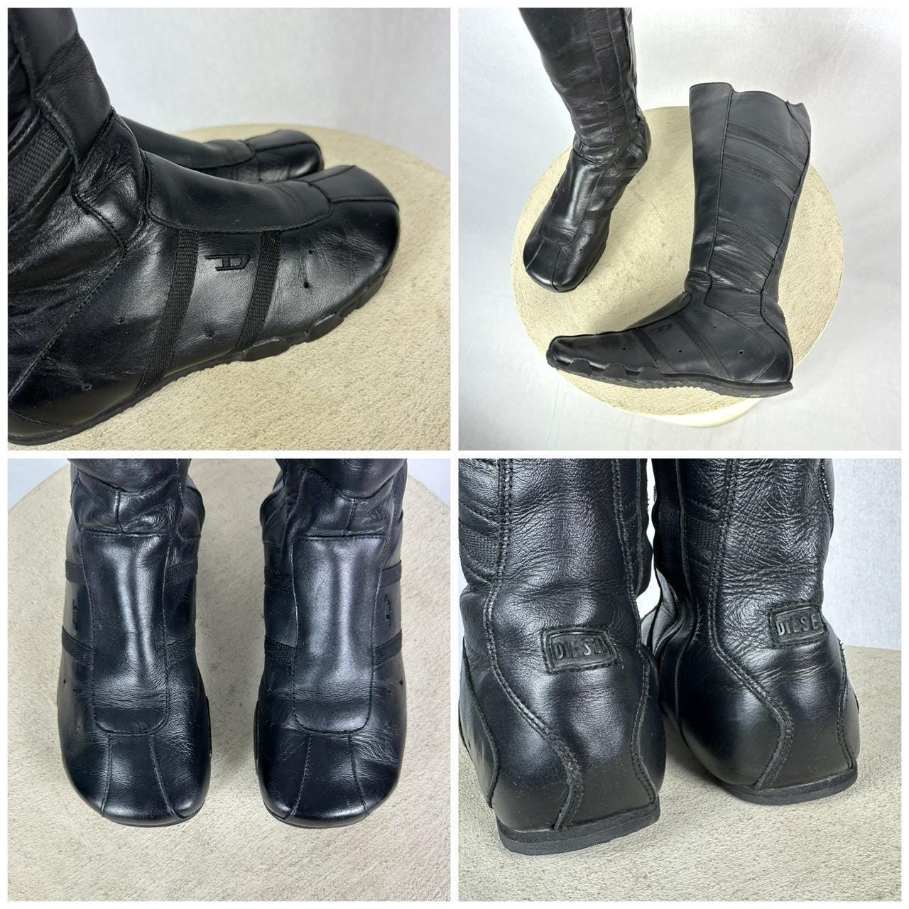 靴 DIESEL ARCHIVE black leather boots 41 DIESEL ARCHIVE black leather boots 41 - メルカリ