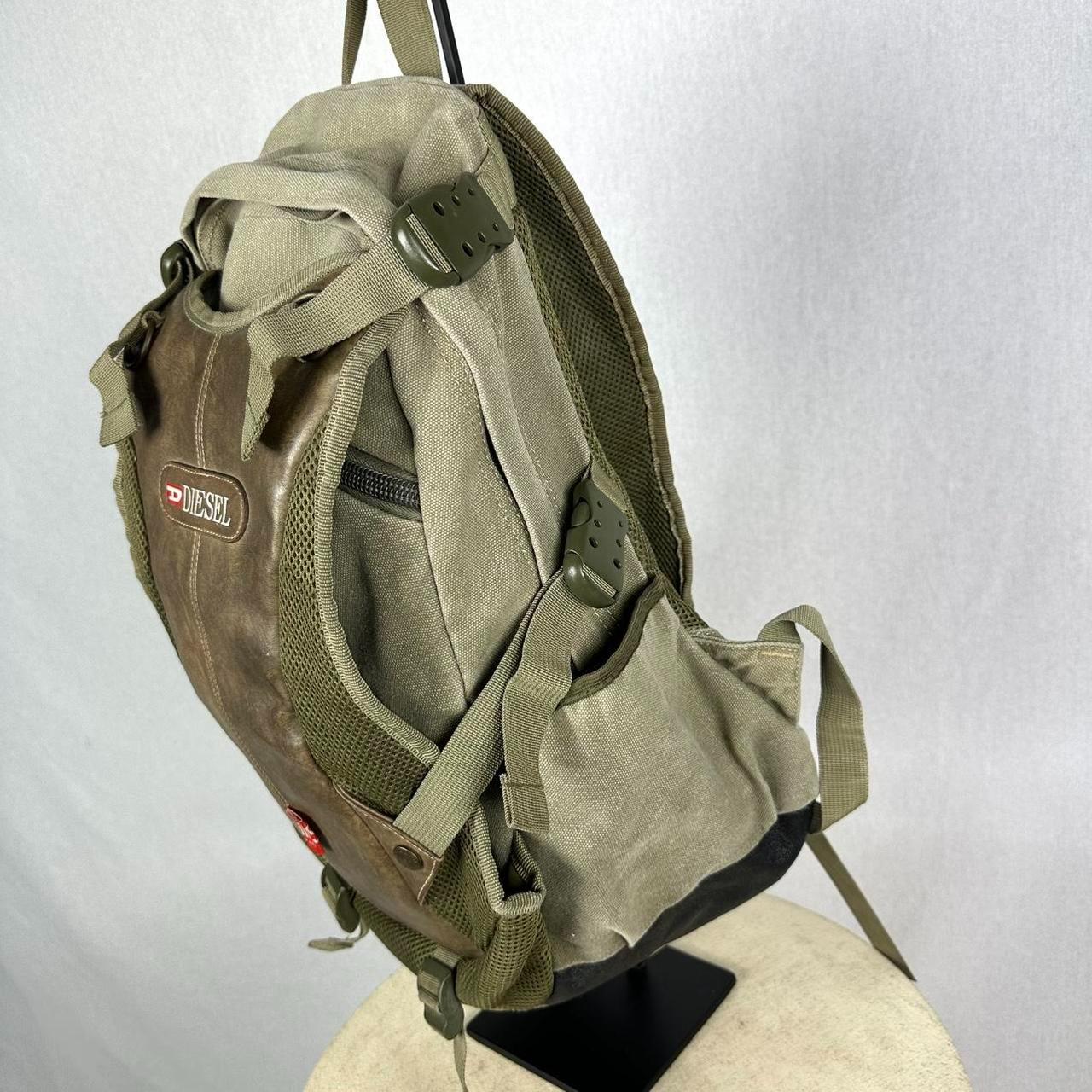 Diesel Vintage Backpack in Khaki Canvas & Distressed Leather - Etsy
