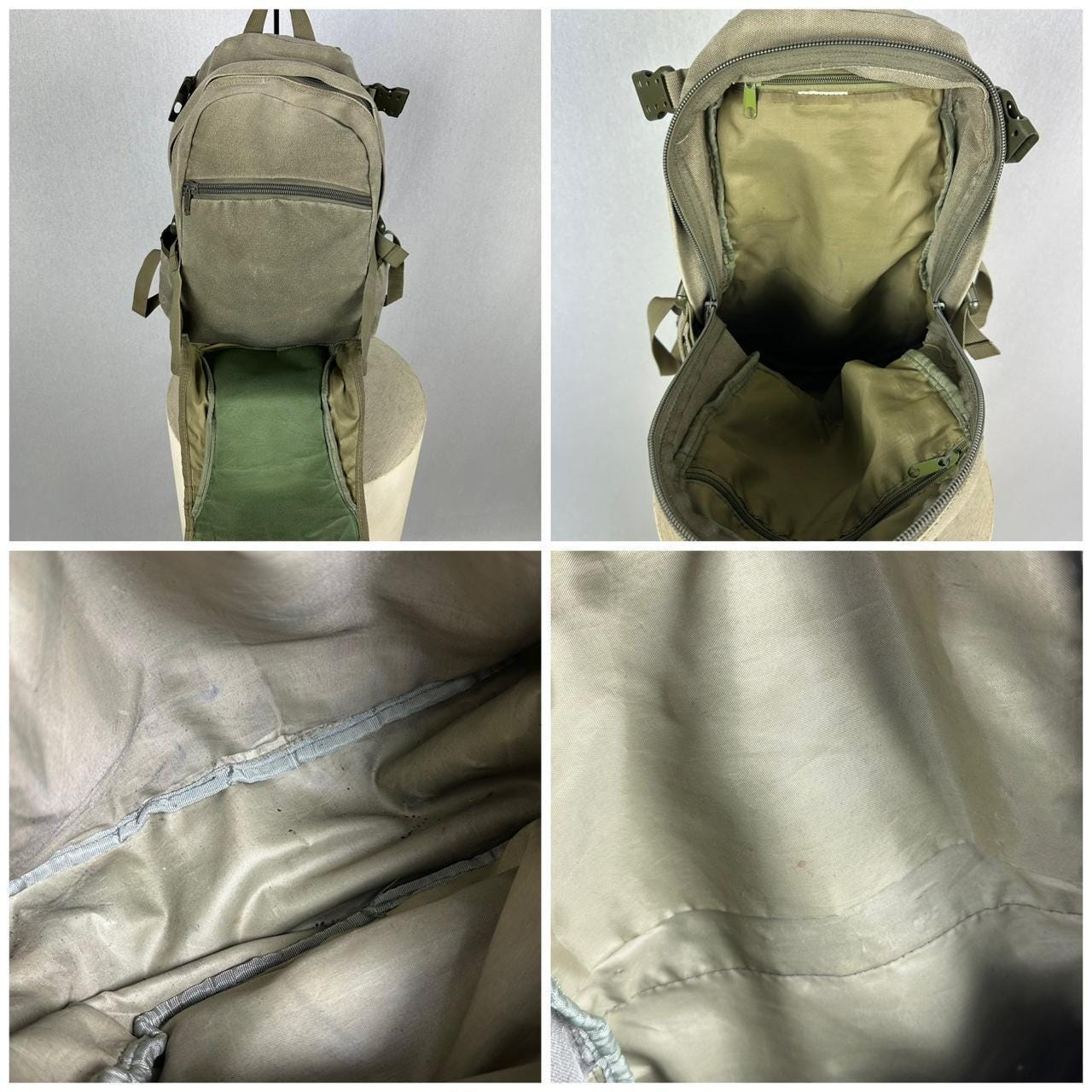 Diesel Vintage Backpack in Khaki Canvas & Distressed Leather - Etsy