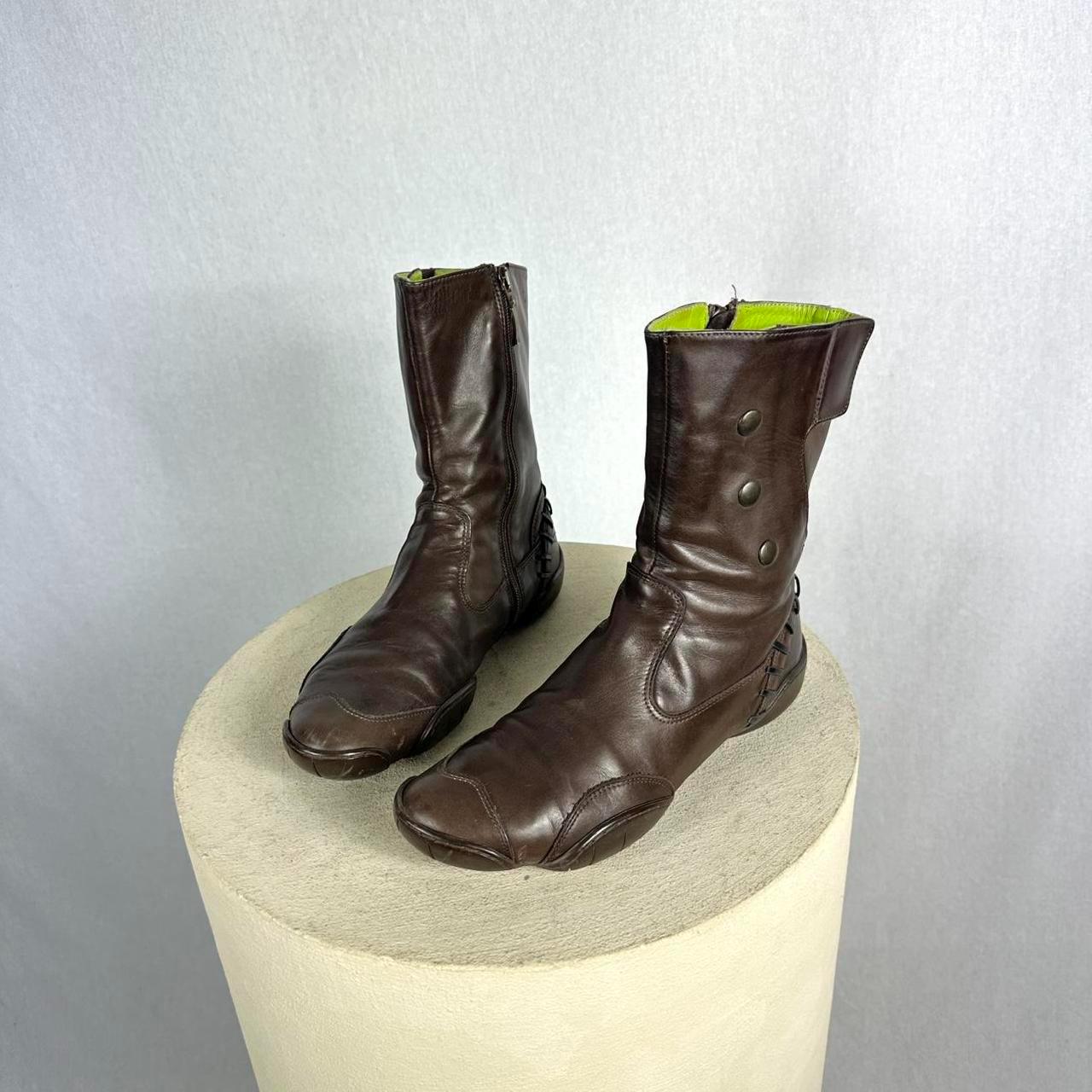 Marithé + François Girbaud Leather Lace up Ankle Boots, Biker 