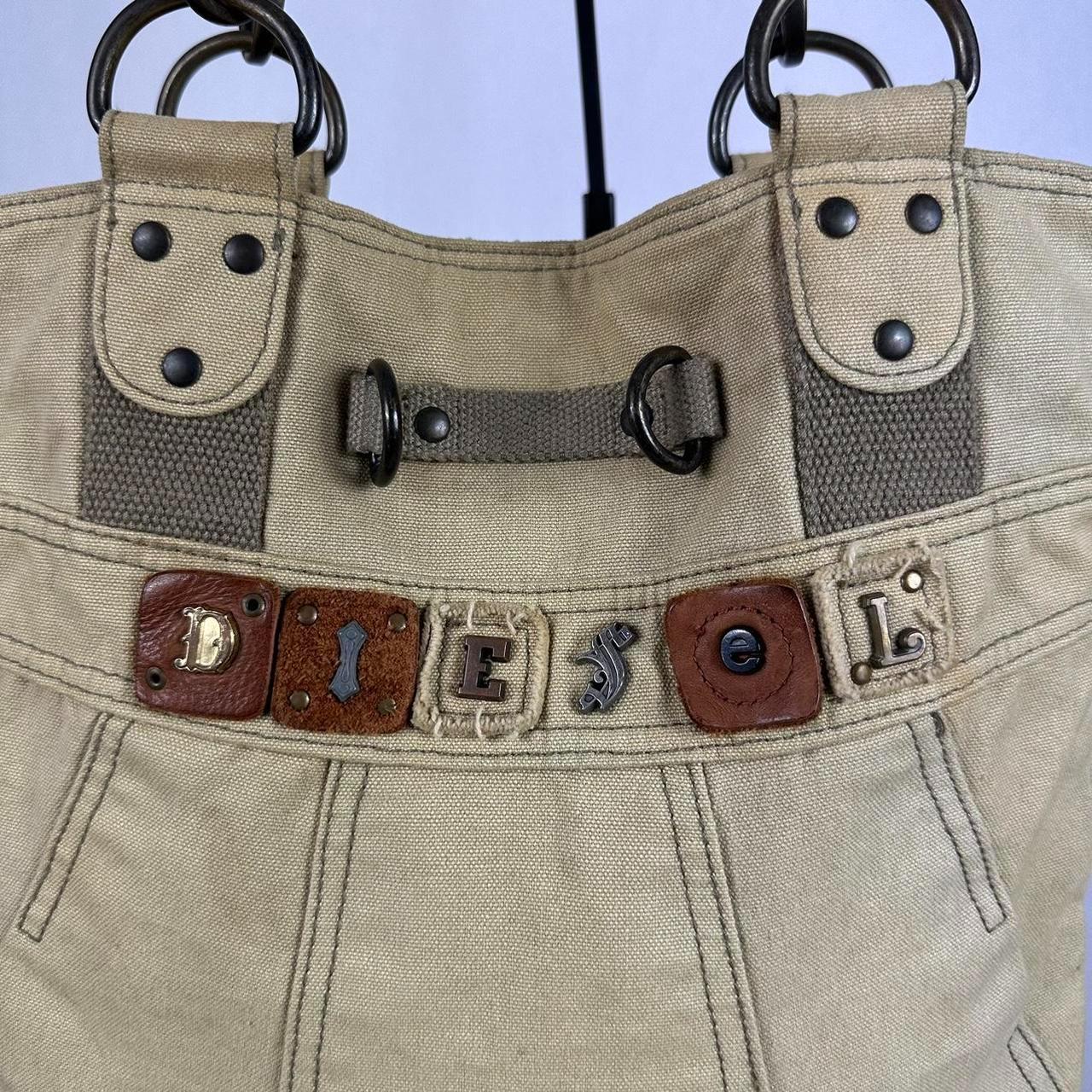 Vintage Diesel Archive Shoulder Bag, in Light Khaki / Beige Canvas 