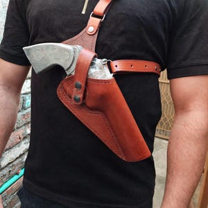 Handgefertigtes Brustholster aus Leder für Revolver – Maßgefertigtes Brustholster aus Leder mit Patronenschlaufen – Für alle Waffenmodelle