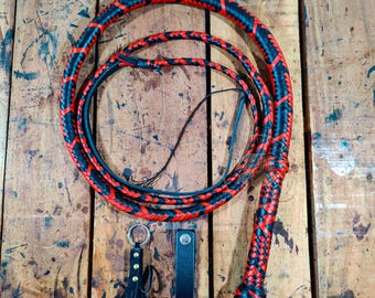 Handmade Kangaroo Leather Bullwhip in Red and Black Color Indiana Jones Style, 4ft-12ft/16plait