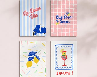 Italian Style Printable Cards Set, Vespa Lemon Cards, Instant Download