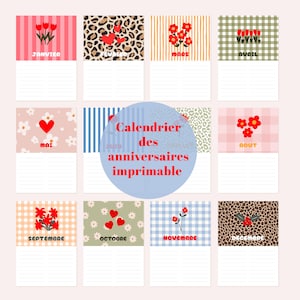 Calendrier perpétuel, calendrier des anniversaires, calendrier sans date imprimable