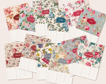 Birthday calendar, perpetual calendar in the form of printable cards