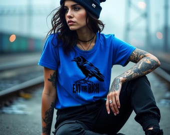 Eat The Rich Raven T-Shirt: Gothic Punk Graphic Tee