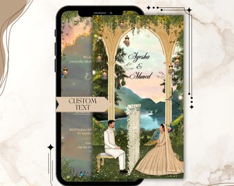 Custom Text Animated Nikkah Video Invitation  | Magical Garden Muslim Wedding Invite
