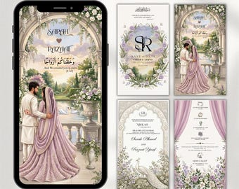 Plantilla editable de Canva para invitación de video de Nikkah / Invitación de boda musulmana / Descarga digital instantánea