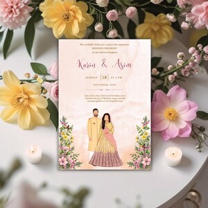 Editable Mehndi Invite | Wedding Invitation | wedding Illustration
