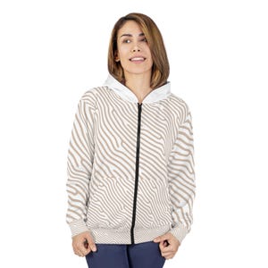 Abstract Waves Unisex Zip Hoodie - Cozy Graphic Sweatshirt, Trendy Outerwear, Casual Gift, Modern Apparel, Everyday Style