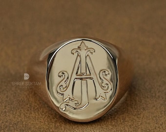 Custom Engraved Ring Vintage Monogram Inspired Personalized Letter Ring Old Money Jewelry For Him