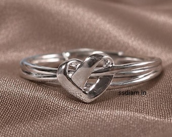 Anillo de oro blanco con nudo infinito, anillo de amor entrelazado personalizado, anillo de promesa minimalista, regalo romántico de San Valentín para ella.