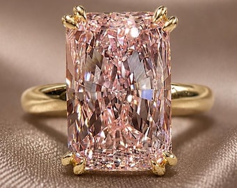 Pink Radiant Lab Grown Diamond Engagement Ring 5ct IGI Certified Diamond Statement Cocktail Ring Anniversary Gift For Her