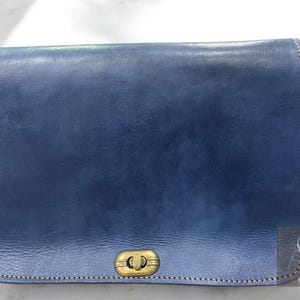 Blue Leather Shoulder Bag | Handmade Crossbody Purse | Genuine Leather Bag for Women | Minimalist Everyday handbag | Gift for Her