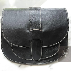 Black Leather Crossbody Bag | Handmade Mini Women Shoulder Minimalist Bag | Gift for Her | Leather Purse Handbag
