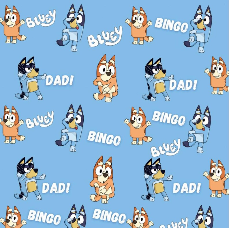 Bluey Fabric Blue Dog Fabric Bluey and Bingo Fabric Cartoon Fabric ...