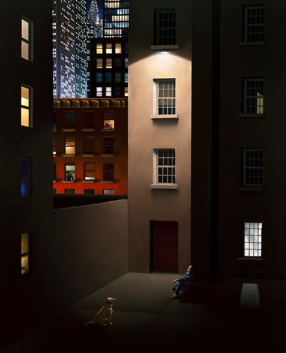 Manhattan at Night ,Dreaming of Home,  limited edition Archival Ink Print Giclée