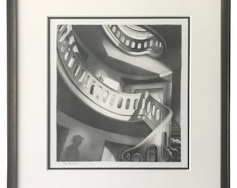 The Shadow, Original framed and matted Graphite Drawing