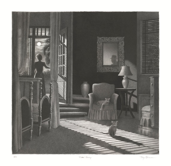 Miami Evening, Waiting for the Letter, Signed, limited edition of 10, Archival Ink Print, Giclée