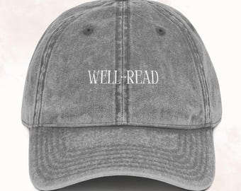 Embroidered &#39;Well-Read&#39; Vintage Cap: Book Lover Gift