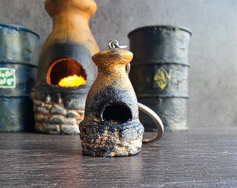 Rust Furnace Keychain – Handmade Rust-Inspired Keychain, Mini furnace Keychain, Rust Fan Gift, Gamer Accessory