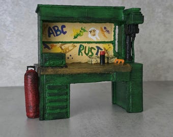 Rust Workbench level 3 from— handmade gaming decor, detailed miniature workbench replica inspired by the game, gaming room decoration, perf