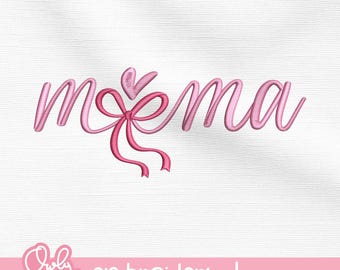 Mama Coquette Bow Embroidery Design: Modern Script (5 Sizes, Digital Download
