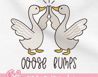 Motif de broderie drôle de chair de poule : High Five oies (téléchargement numérique)