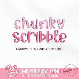 Handskrivet broderitypsnitt: Chunky Scribble BX-typsnitt för baby-, barntröjor och namn