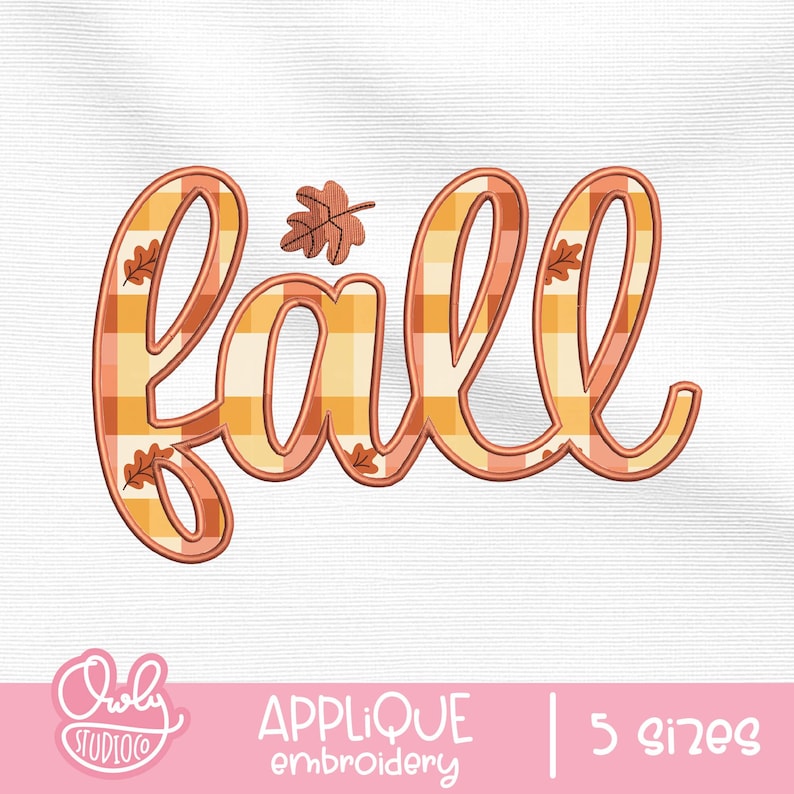 Fall Applique Embroidery Design: Autumn Leaves Script (5 Sizes ...