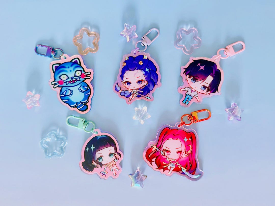 Kpop Demon Hunters Keychains Charms Holographic With Free Holographic ...
