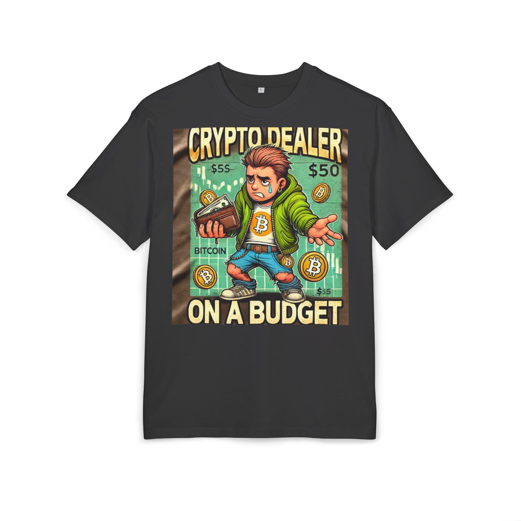 Crypto Dealer on a Budget T-Shirt – Funny Bitcoin Meme Shirt – HODL Crypto  Apparel – Blockchain Gift Idea – Budget Crypto Trader Tee