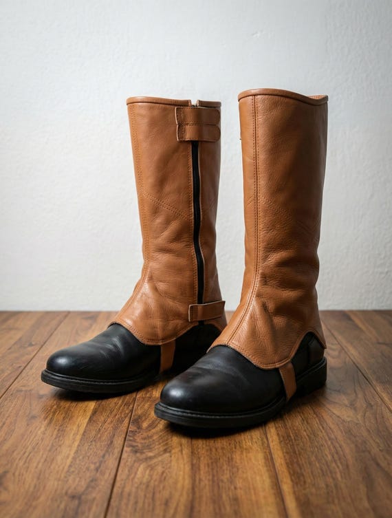 Boba Fett Tan Leather Boot Covers – Cosplay Gaiters with Adjustable Buckles