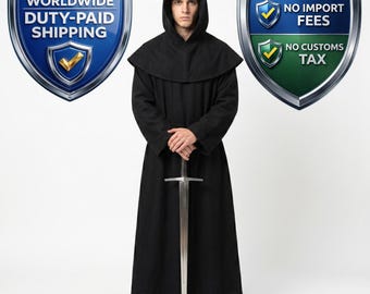 Bawełniana średniowieczna szata mnicha z kapturem w stylu zbieracza, renesansowy strój zakonnika, męski LARP Cosplay, płaszcz, habit kapłański na Halloween