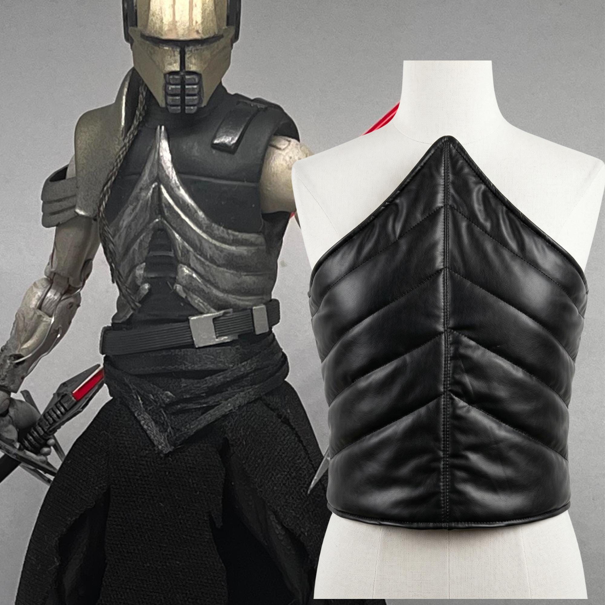 Black Leather Starkiller Vest Galen Marek Cosplay Armor Padded Sith Costume Chest Piece