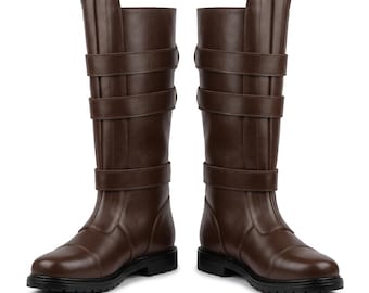 Anakin Skywalker bruine leren jedi-cosplaylaarzen, aangepaste kostuumschoenen