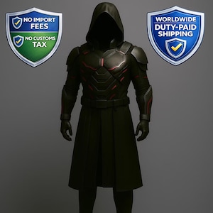 Handmade Cyberpunk Leather Cloak | Armored Warrior Cosplay Costume