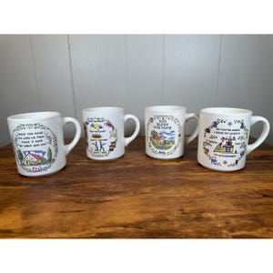 Set di 4 tazze da caffè vintage in ceramica Lord Nelson con punto croce e motivo a punto ago Cottage Core