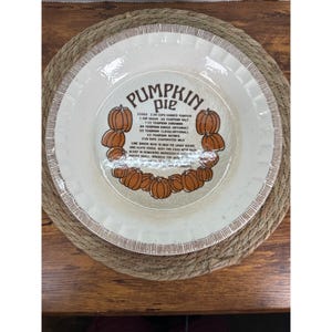 Vintage 1983 11" Jeanette Royal China Ruffled Edge Pumpkin Pie Plate with Recipe