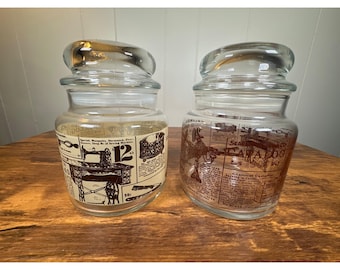 Pair of Vintage Sears & Roebuck Glass Apothecary Jars With Lids