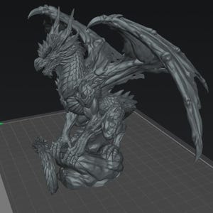 Dragon STL File 3D Print Model – 6 Split Files – Epic Sitting Dragon Miniature – D&D Pathfinder Boss