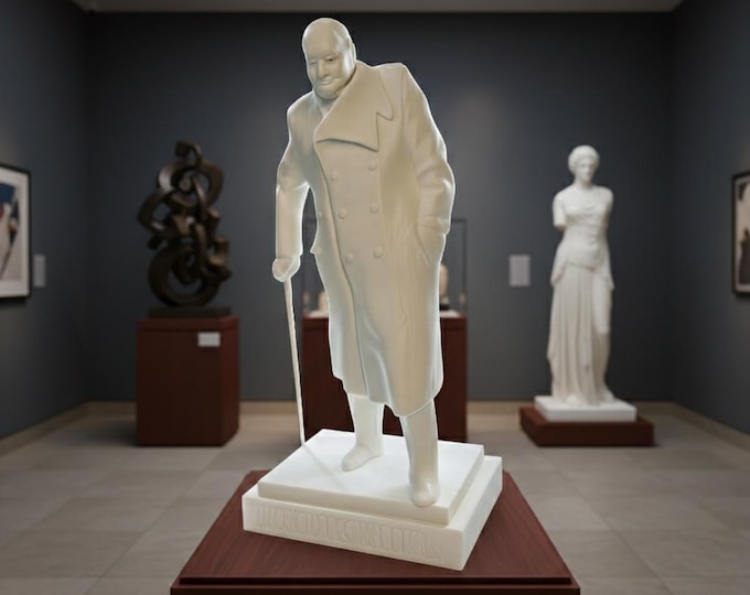 Featured listing image: Winston Churchill Standing Bust - British Leader Collectable Statue Unique Gift desk accessories office decor