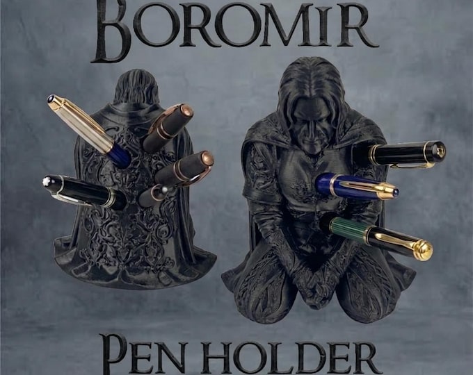 Featured listing image: Boromir Pen Holder / Lord of the Rings Gift / Funny Desk Accessory / Fantasy office decor accessories Birthday gift