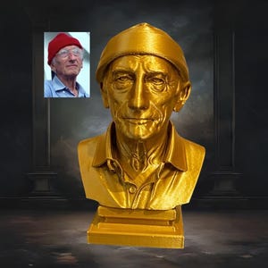 Jacques-Yves Cousteau-buste: Franse ontdekkingsreiziger sculptuur, thuiskantoorinrichting Bureauaccessoires kantoorinrichting