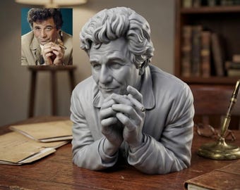 Columbo Crossed Hands Bust - Peter Falk - Sculpture, Home Office Decor Desk Accessories Office Decor Birthday Gift