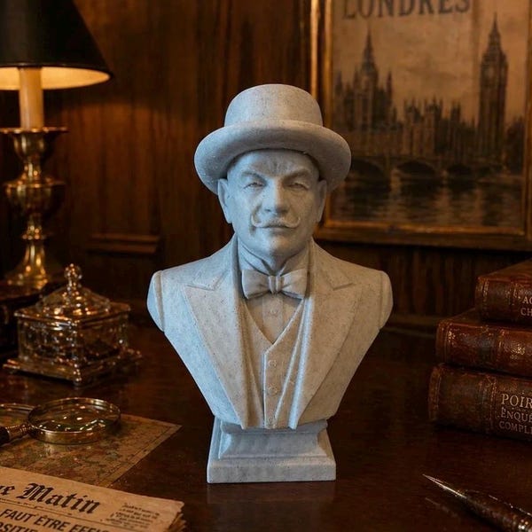 Hercule Poirot - Bust Sculpture, Home Office Decor Desk accessories office decor Agatha Christie